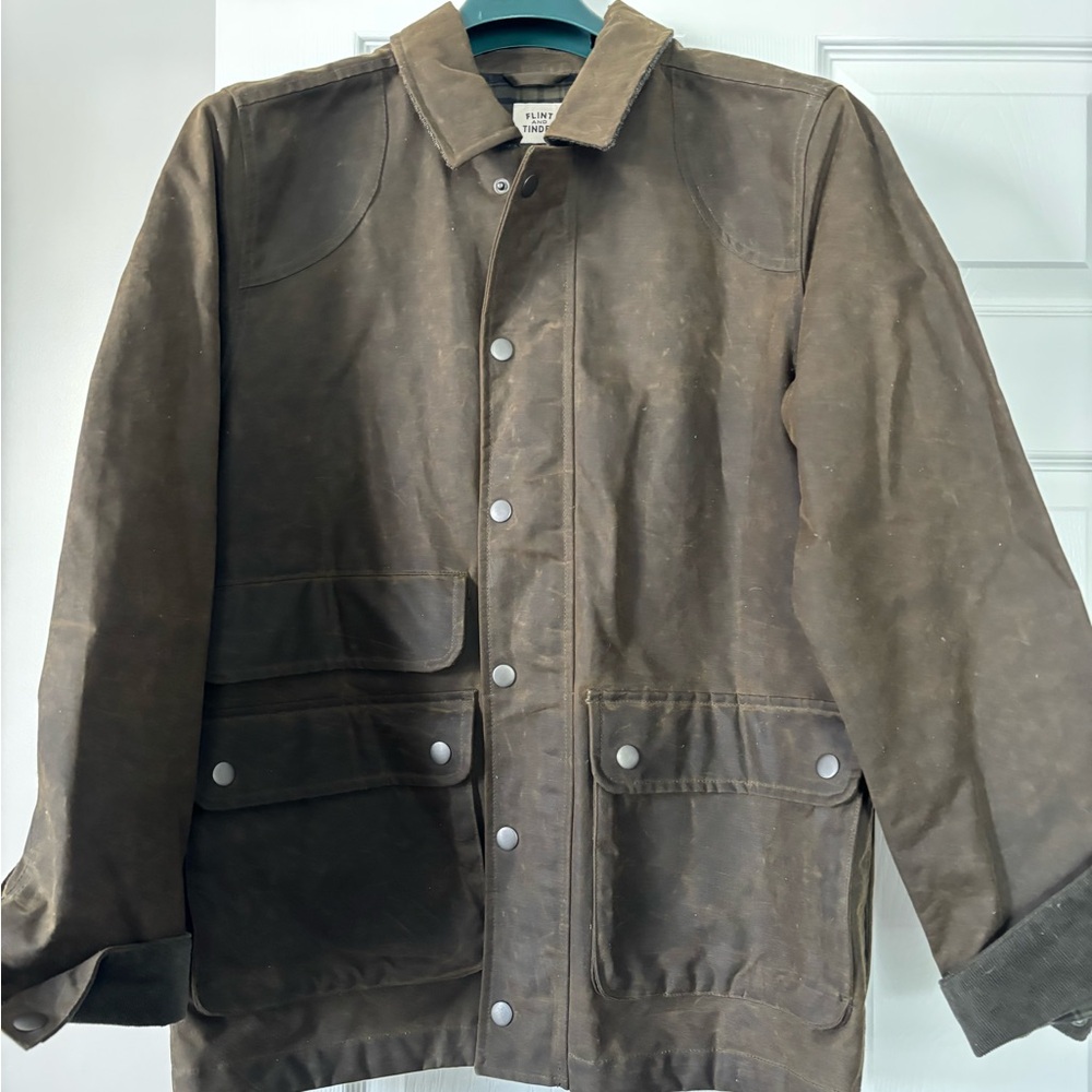 Men's Flannel-lined Waxed Jacket - Olive